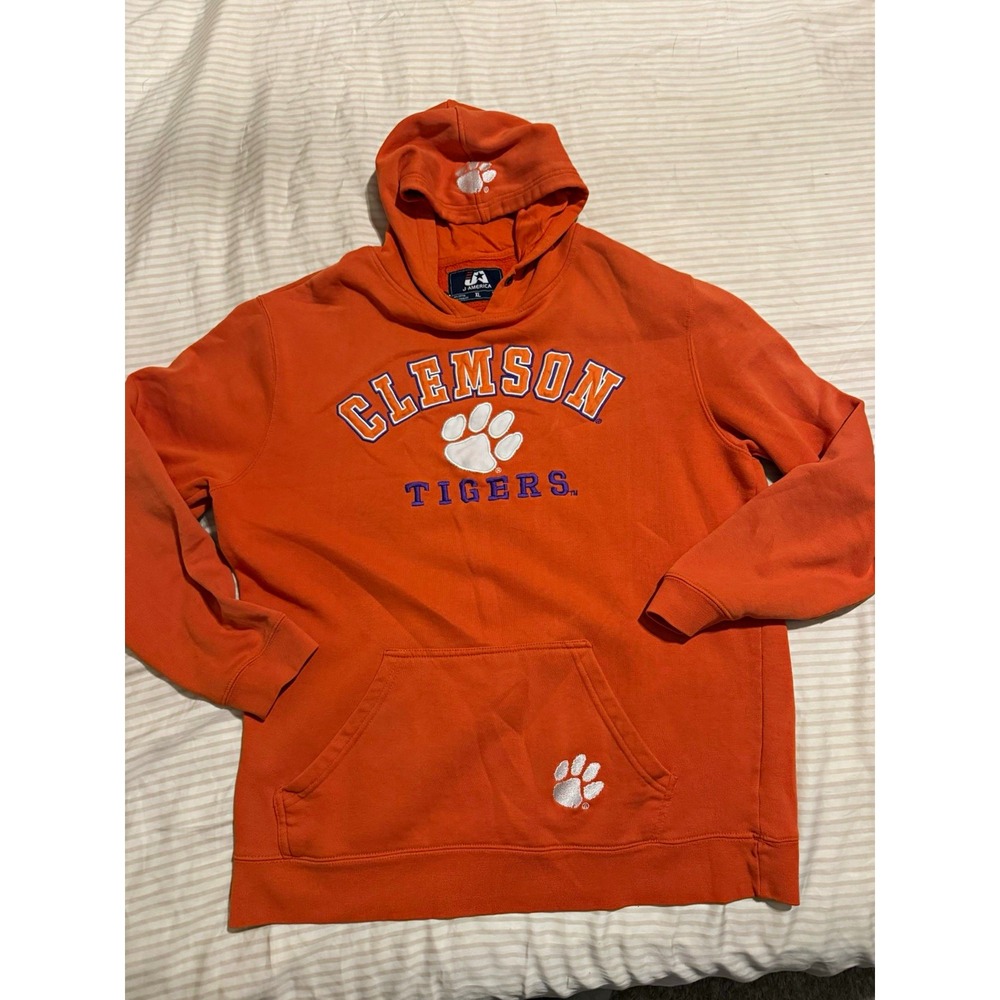 Clemson Tigers Hoodie Men's XL Orange J America Embroidered Paw Pullover